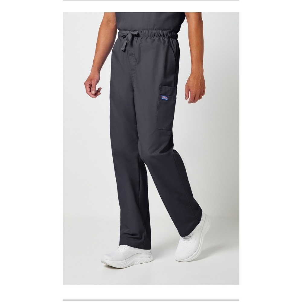 Cherokee Workwear Men Gray Cargo Scrub Pants 4000 PWTW M Elastic Drawstring New